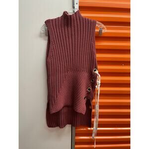 Derek Lam - 10 Crosby /Mock Neck Lace Up / S / Burgundy